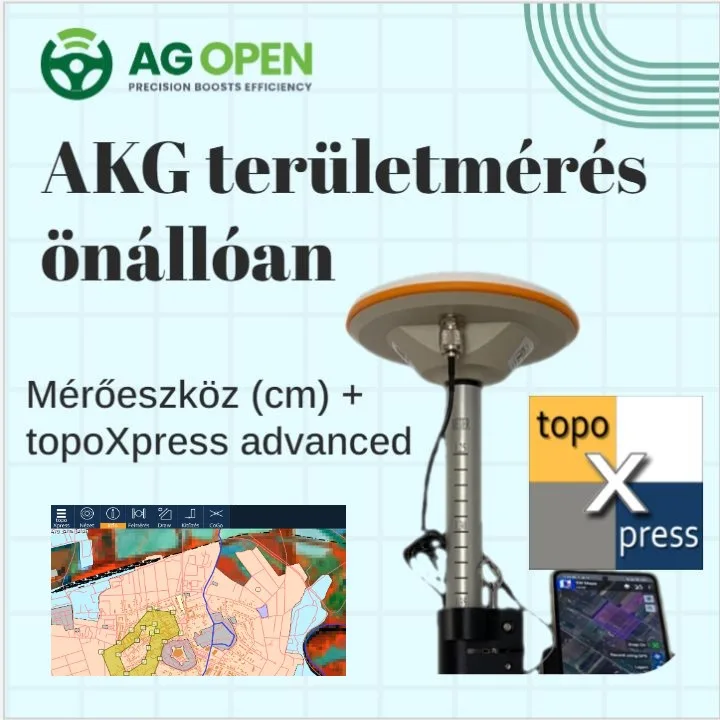 Hirdetési kép: AKG területmérés önállóan cm-es RTK mérőeszközzel és topoXpress advanced szoftverrel