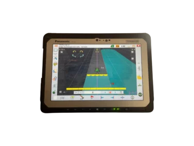 AgOpenGPS navigációs képernyőt mutató Panasonic Toughbook CF-20 tablet