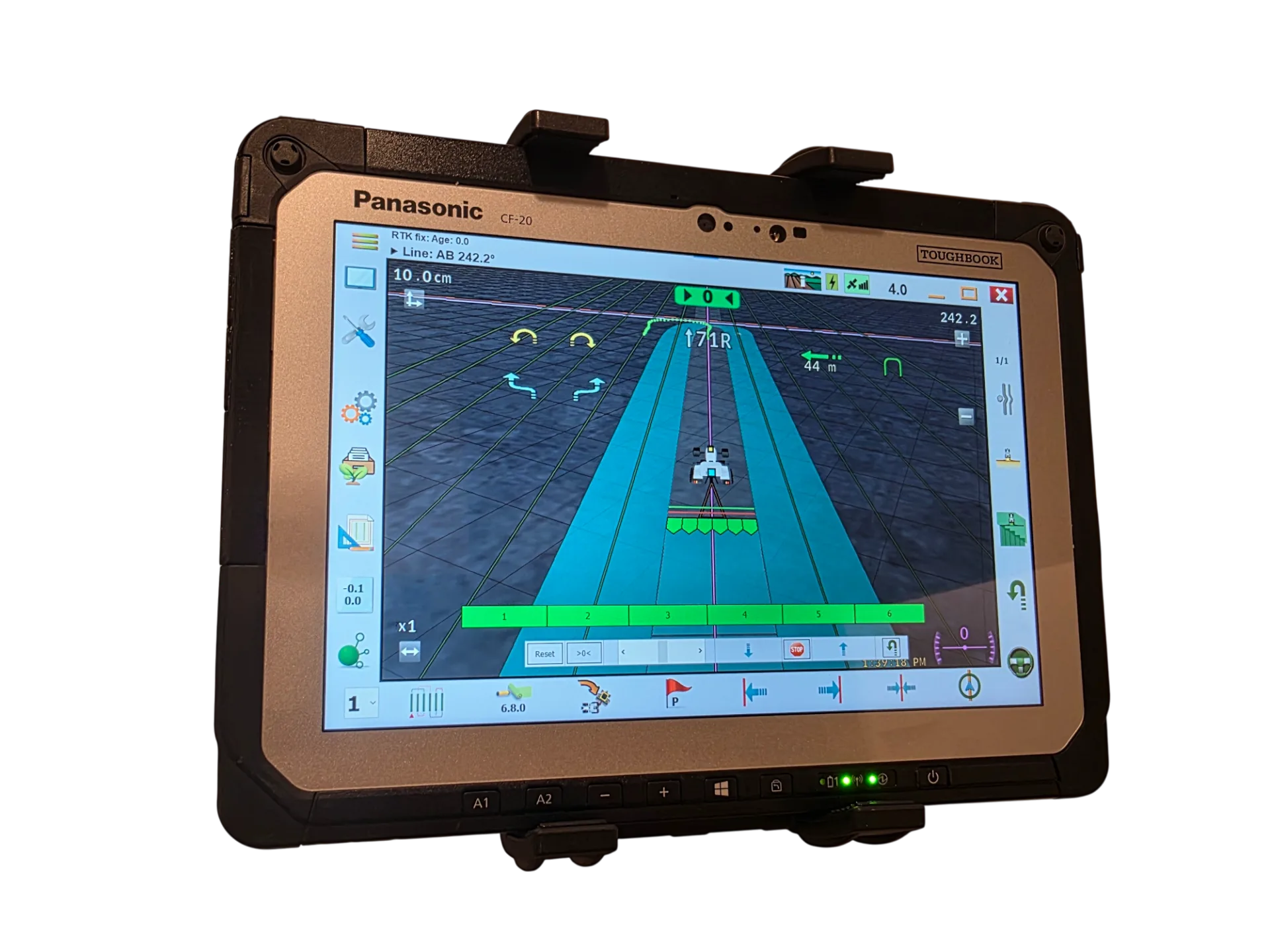 Panasonic Toughbook CF-20 az ipari tartóban, elölnézetből