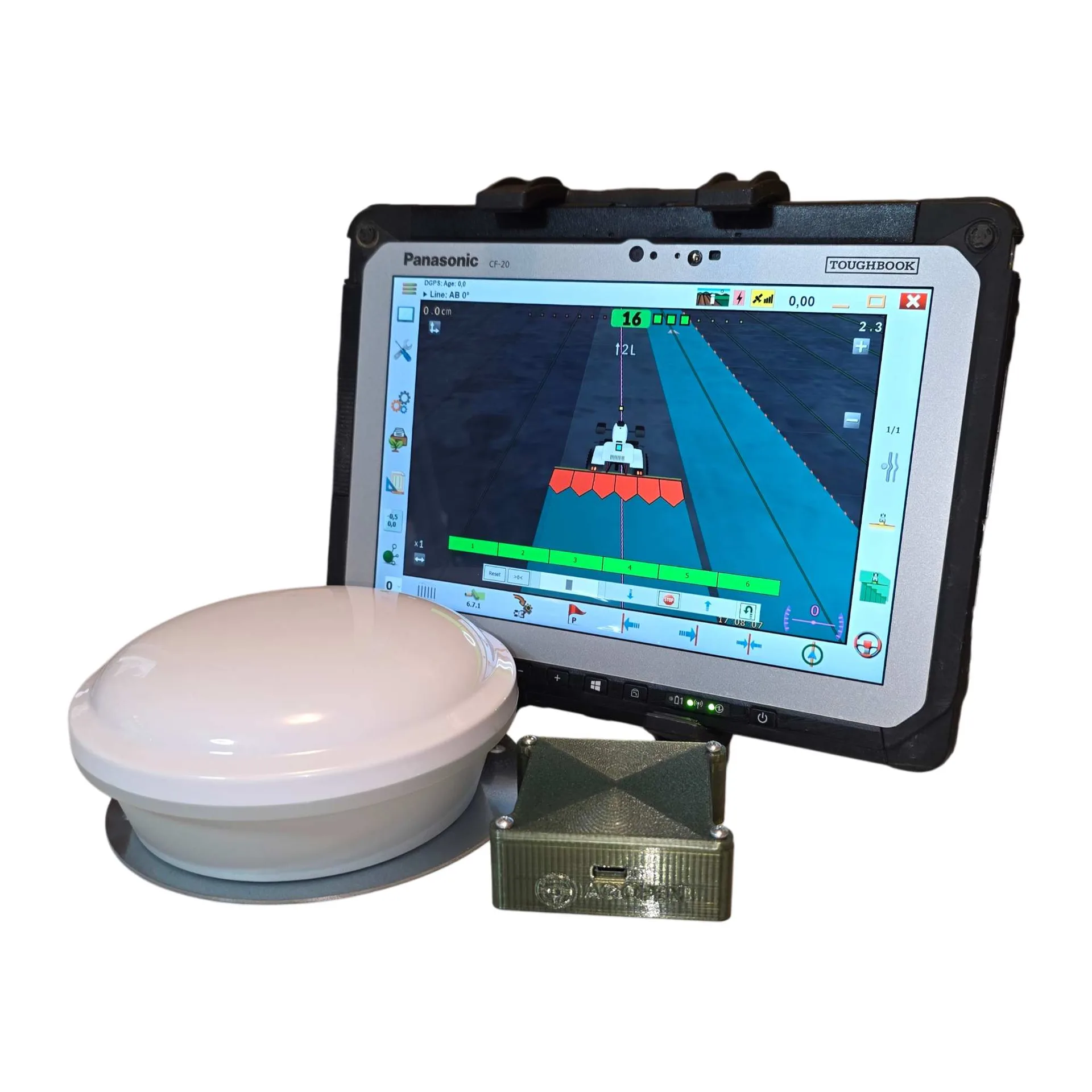 RTK sorvezető szett Panasonic tablettel, GNSS antennával és RTK modullal